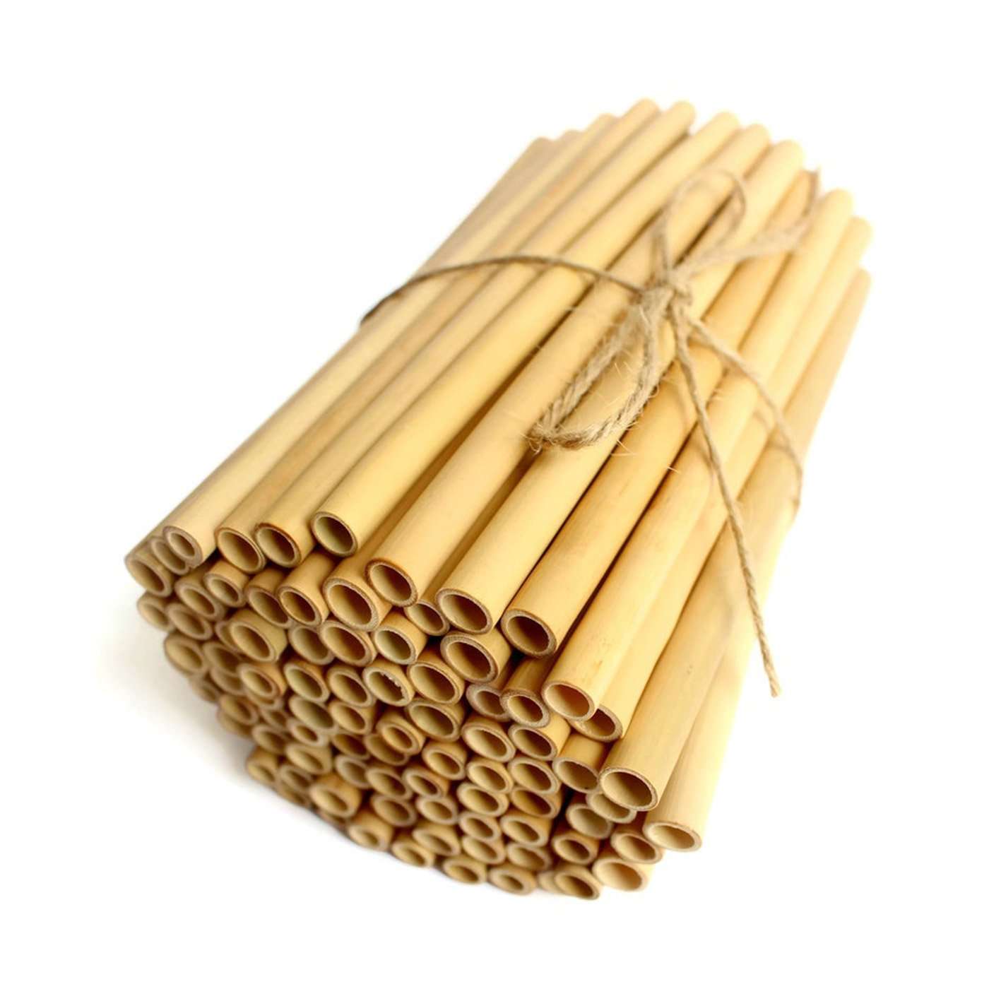 Natural Reusable Bamboo Straws – Set of 12