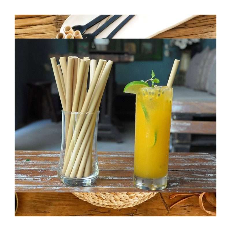 Natural Reusable Bamboo Straws – Set of 12 - Image 3